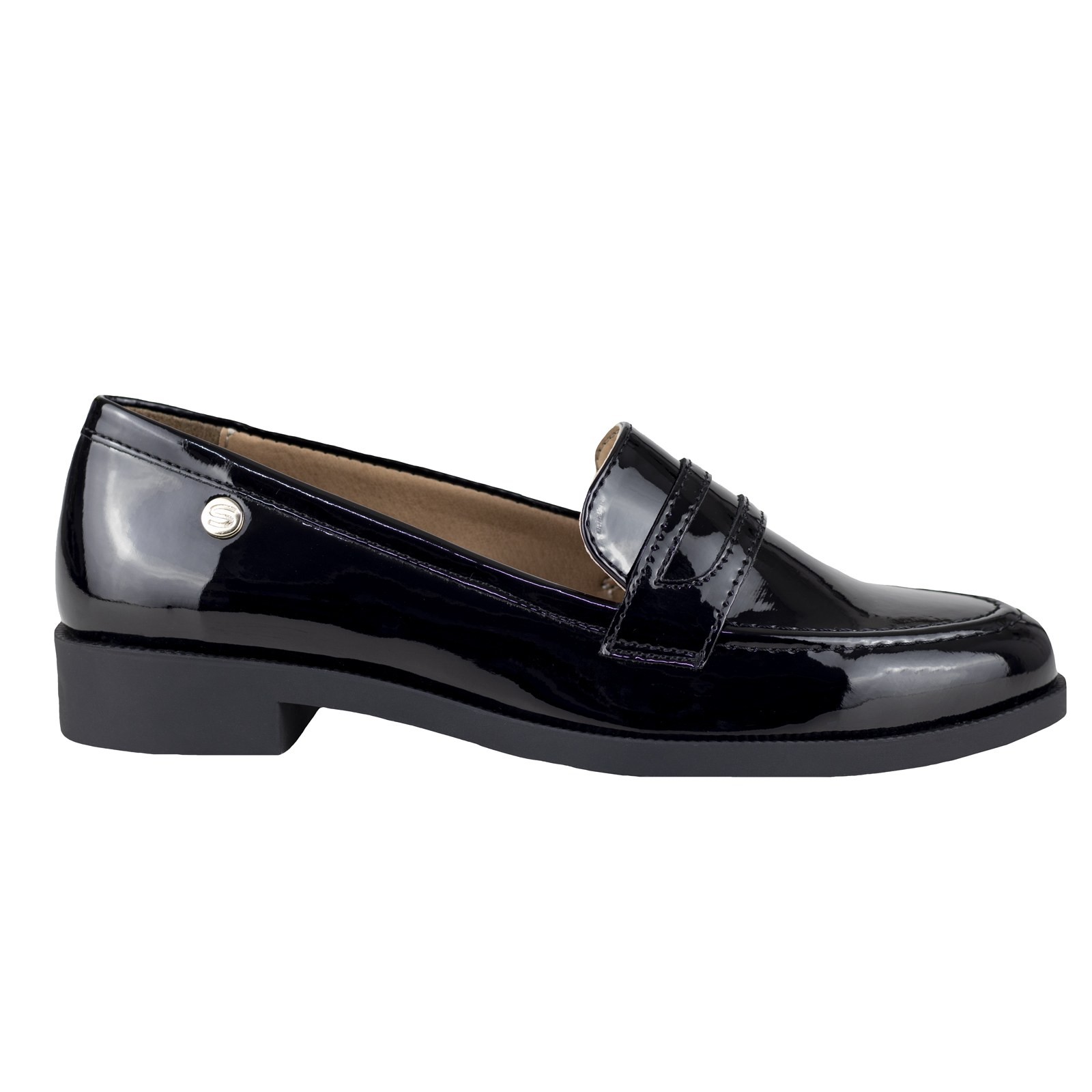 Mocasin Loafer De Charol Mujer Vestir Salamandra 8602 Negro.