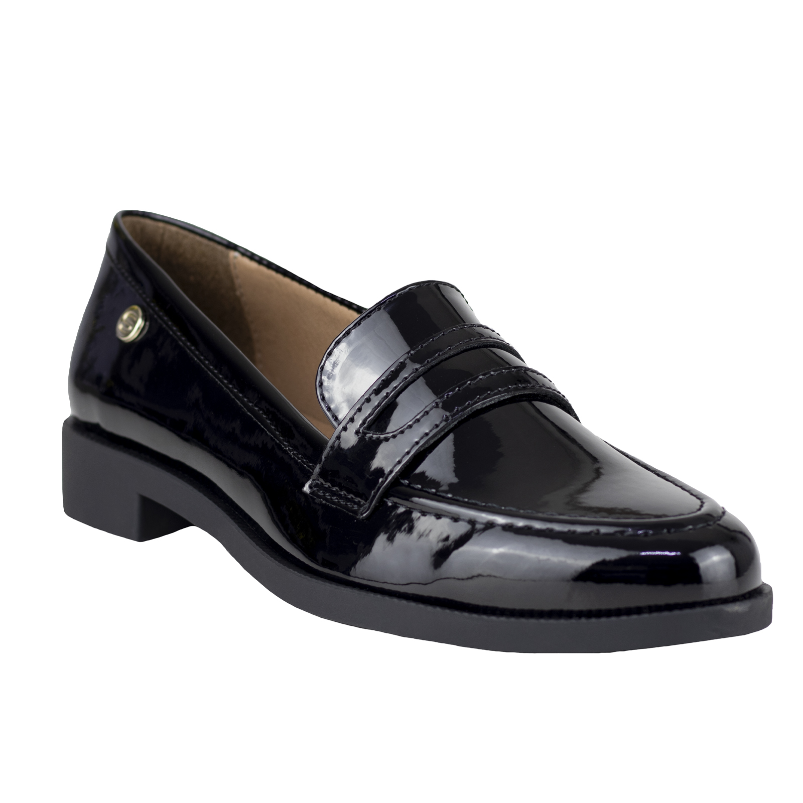 Mocasin Loafer De Charol Mujer Vestir Salamandra 8602 Negro.