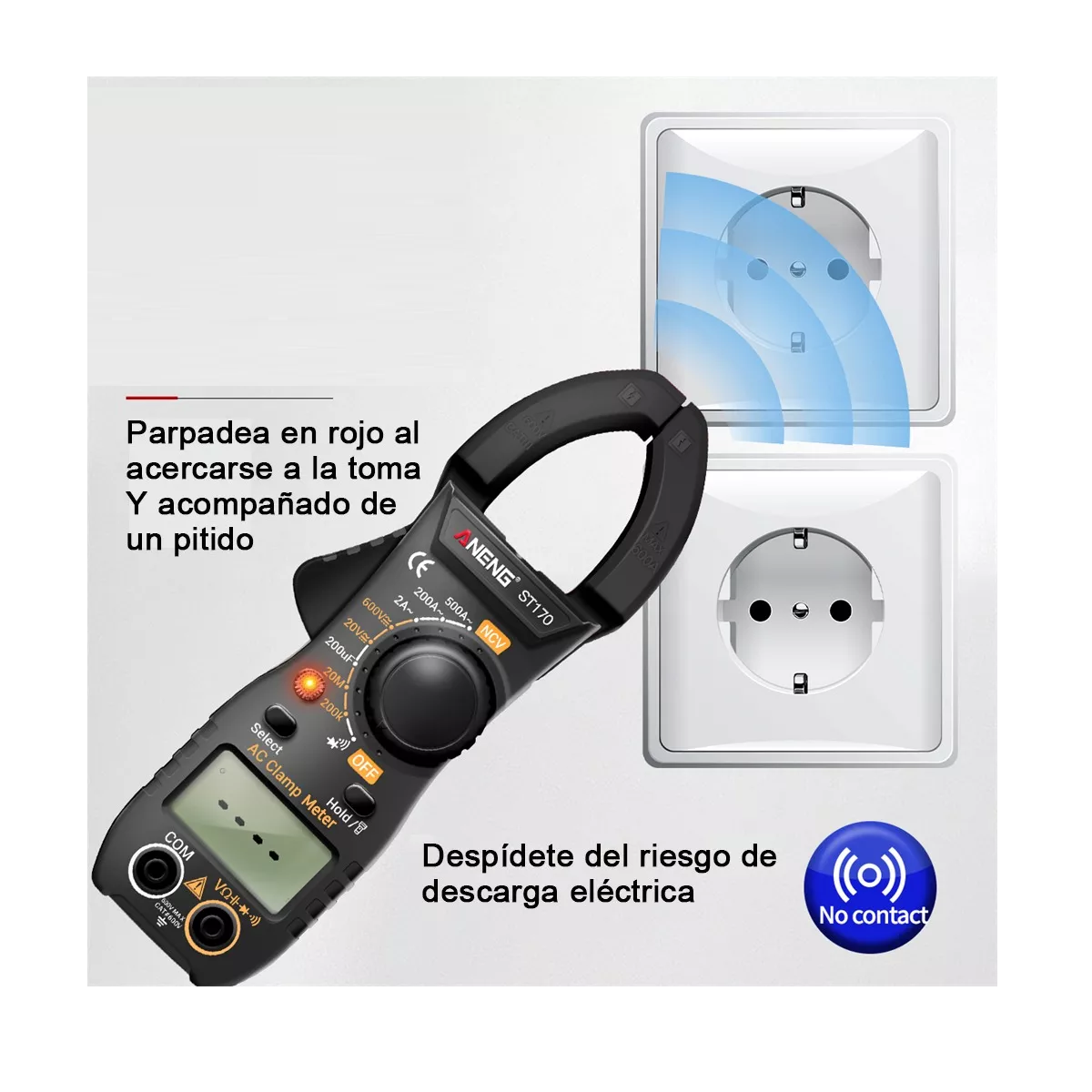 Alicates De Amperímetro Digital St170 Multímetro Negro