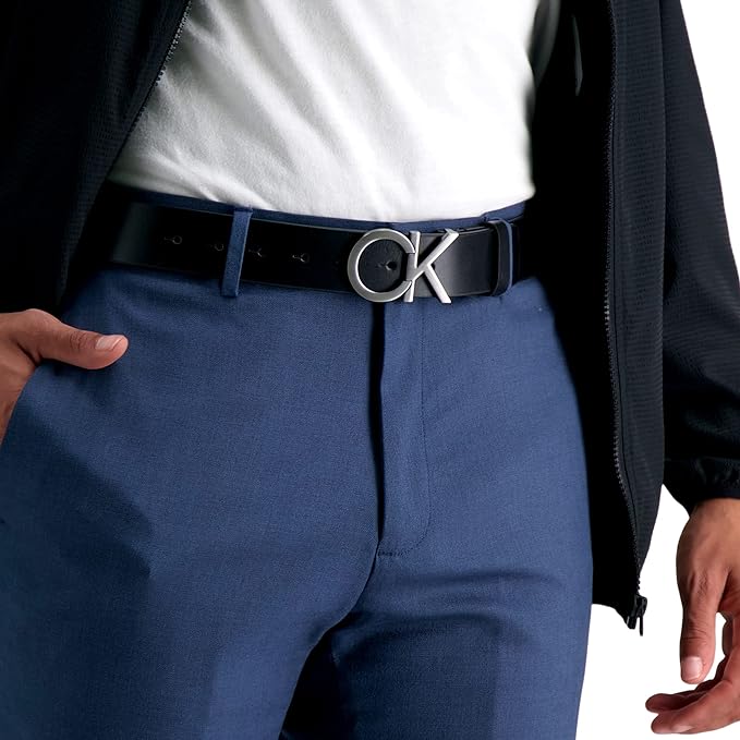Calvin Klein - Cinturón casual con hebilla para hombre.