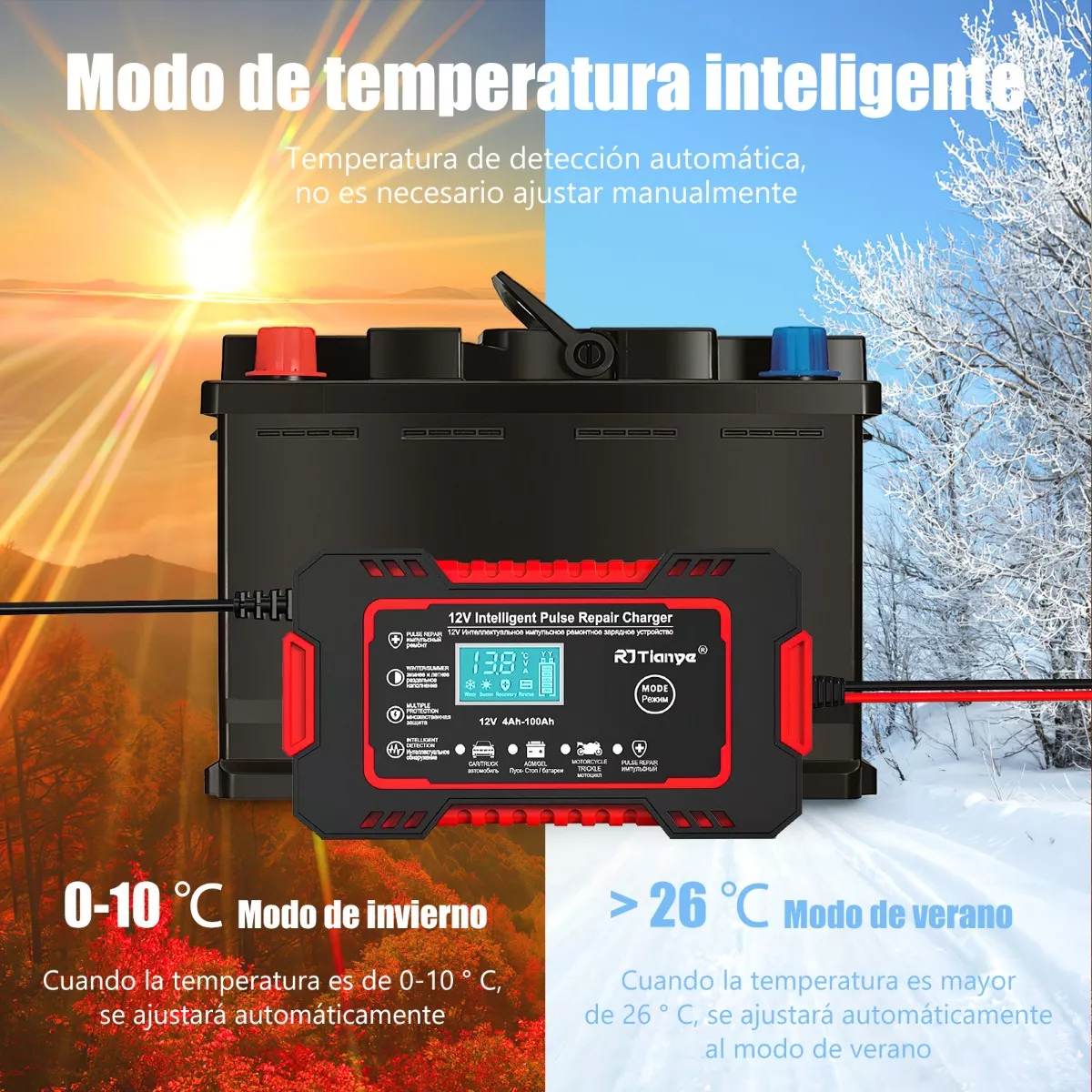Cargador De Batería De Coche Y Moto Portátil, Arrancador 12v