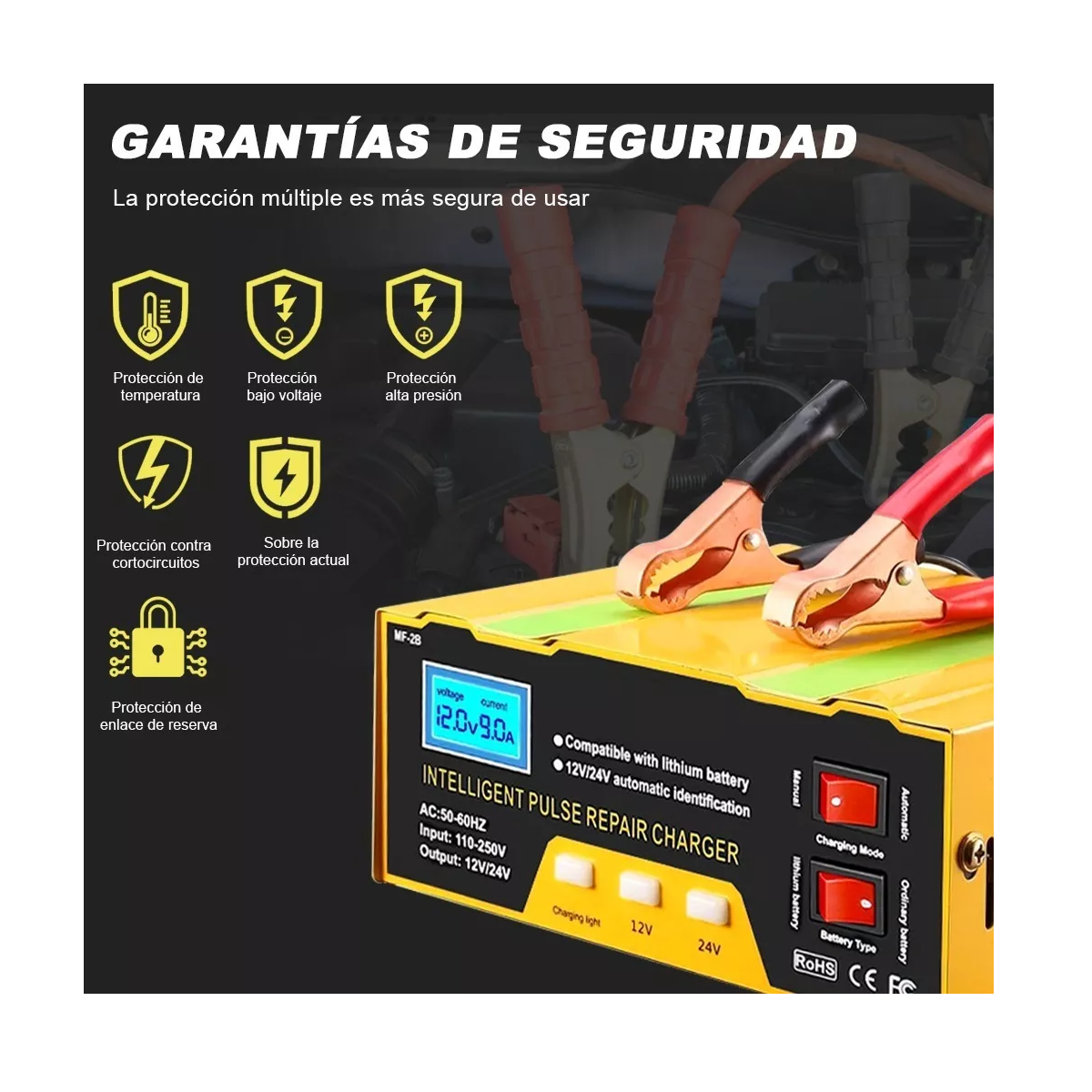 Cargador De Batería Para Automóviles Auto Y Motocicleta12/24