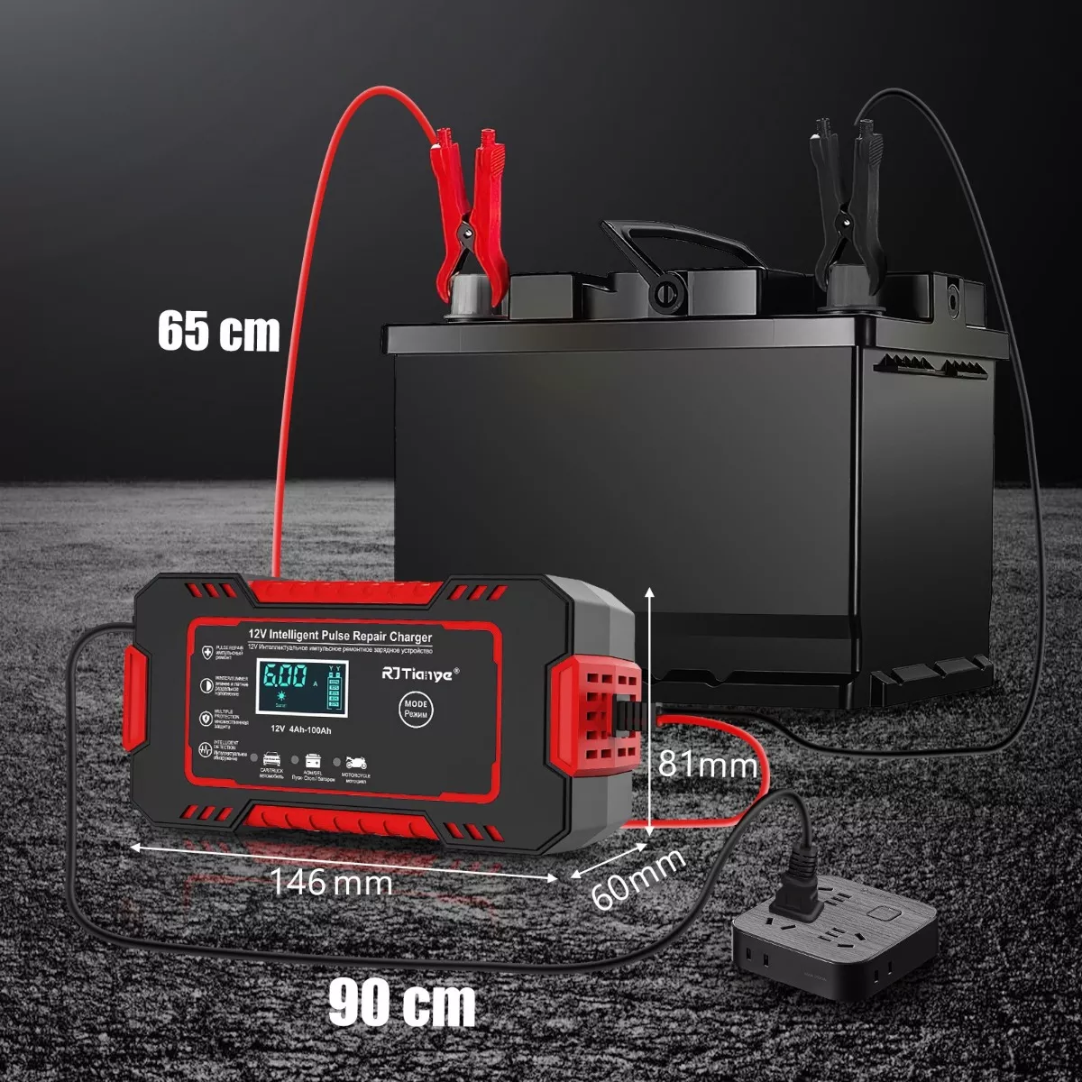 Cargador De Batería De Coche Y Moto Portátil, Arrancador 12v