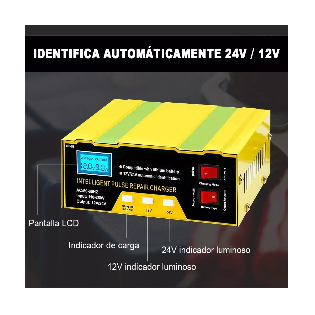 Cargador De Batería Para Automóviles Auto Y Motocicleta12/24