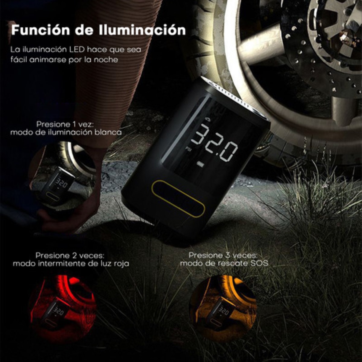 Compresor De Aire Portatil 80w Inflador De Llantas Bomba Air