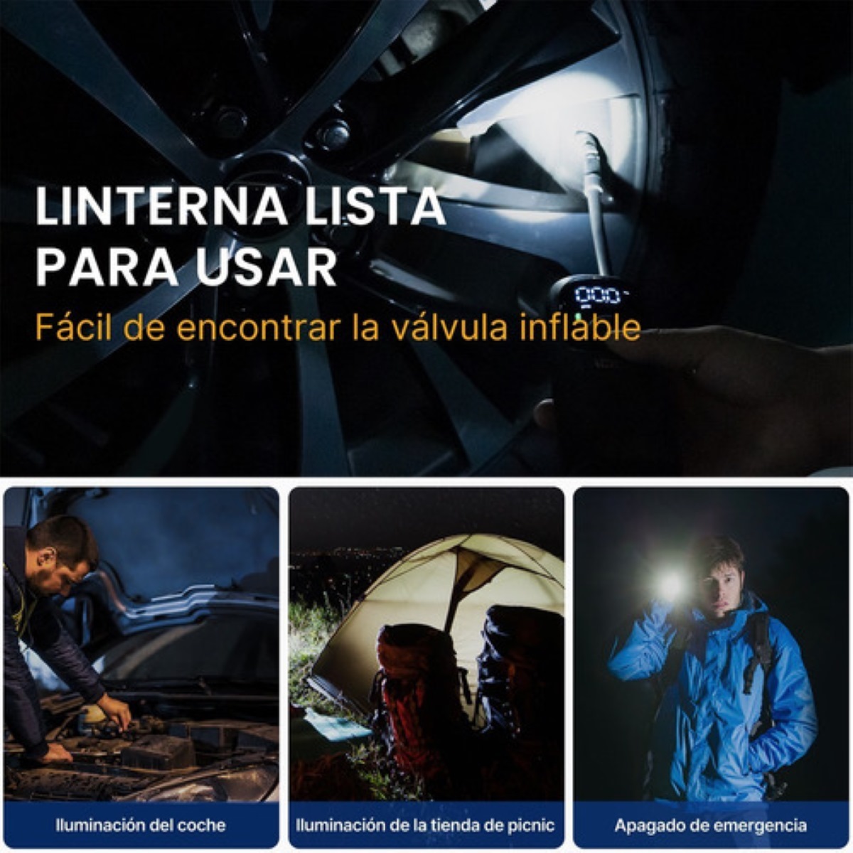 Bomba Inflador Aire Eléctrica Portátil Llanta Auto Bicicleta
