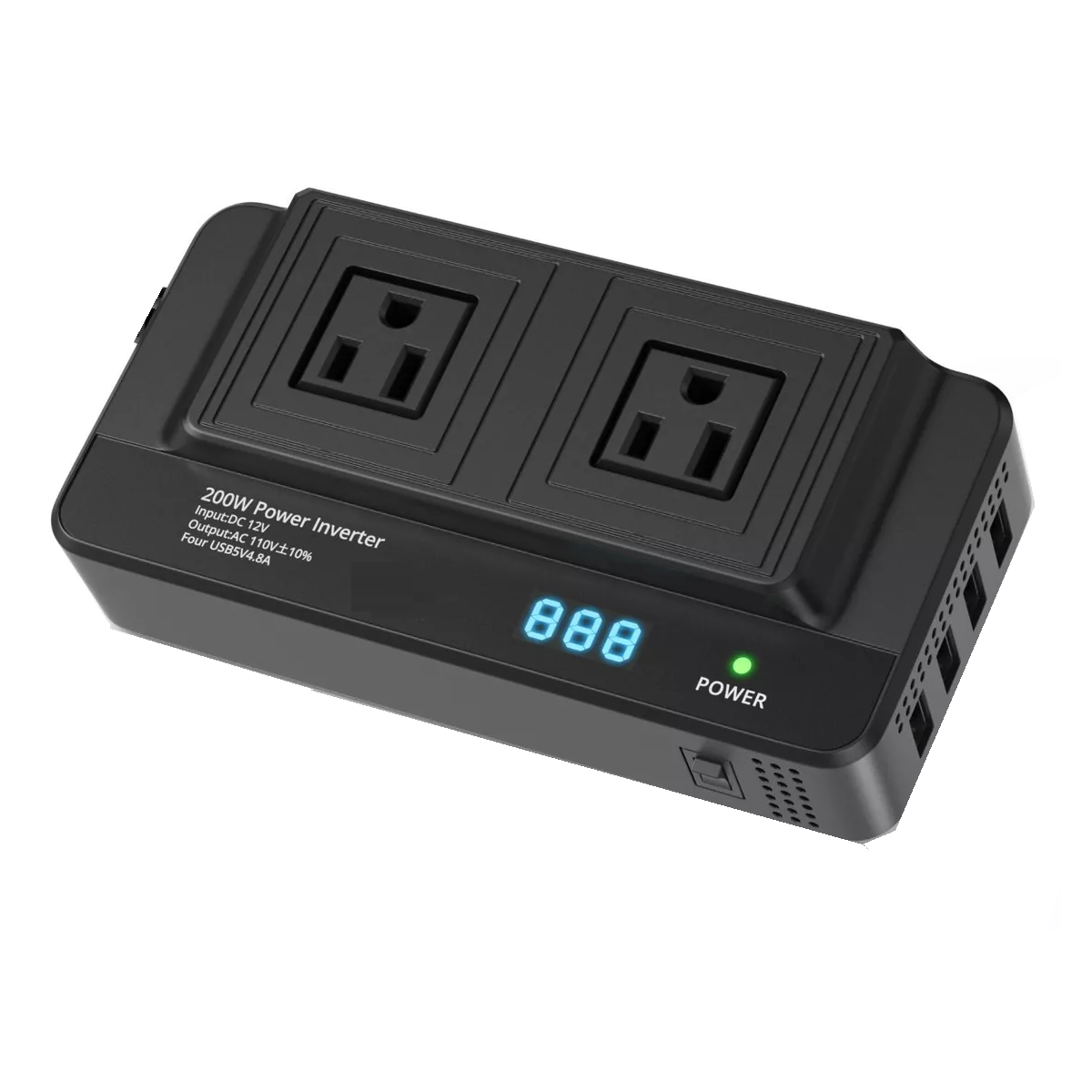 Inversor De Corriente Portátil Para Auto De 200w 12v A 110v