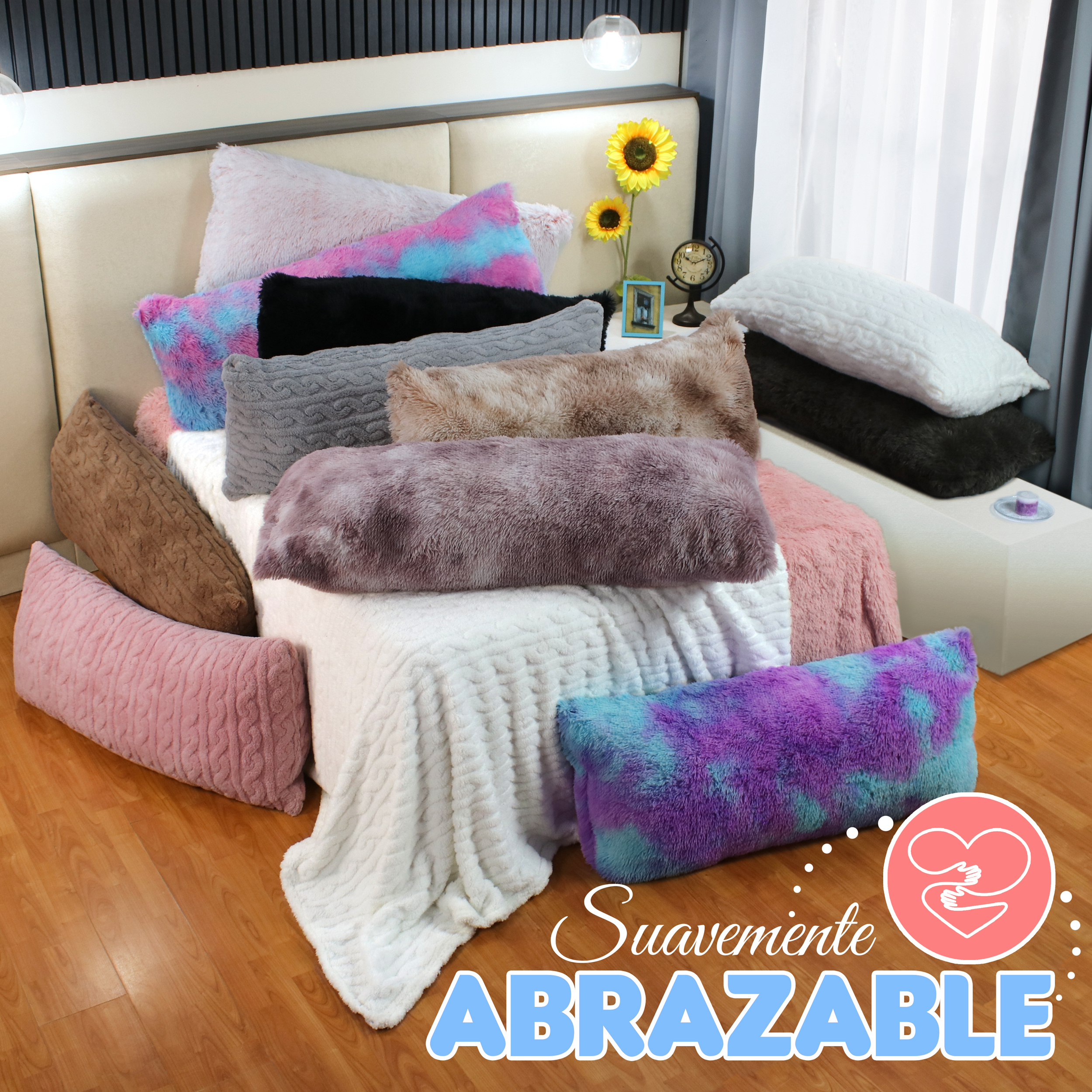 Almohada Abrazable Rosa, Extra Larga Cómoda Super suave.