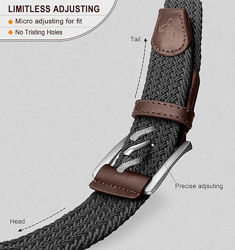 Cinturón Trenzado Elástico Para Hombre – Ajuste Continuo, PU Y Poliéster (100-130 Cm De Cintura)