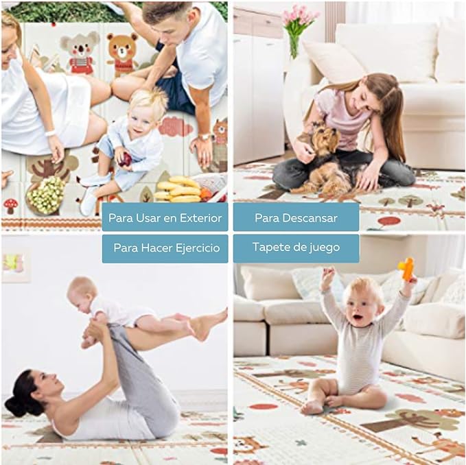 A PAPU BABY Tapete de Juego Plegable 1.50 x 2.00 para Bebés Doble Vista Baby Play Mat (Carretera).