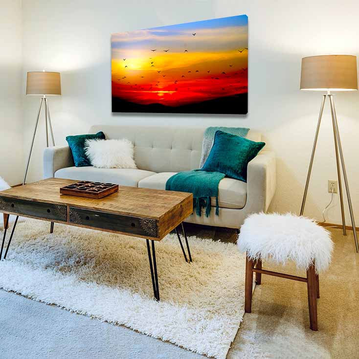 Cuadro Decorativo Canvas atardecer rojo y amarillo 120 X 60 cm.