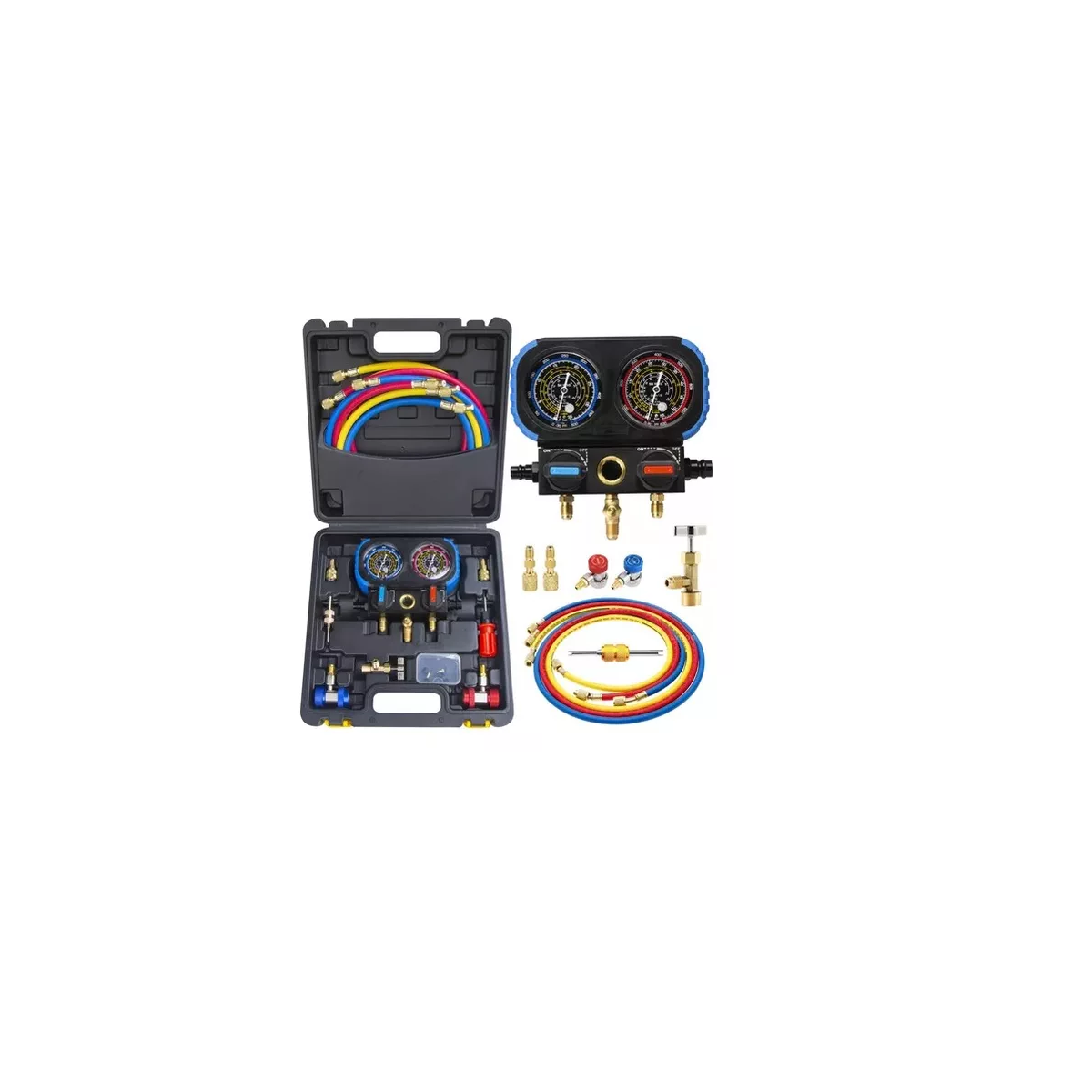 Juego De Manómetros Para Refrigeración R134 R22 R404 R410 Estuche