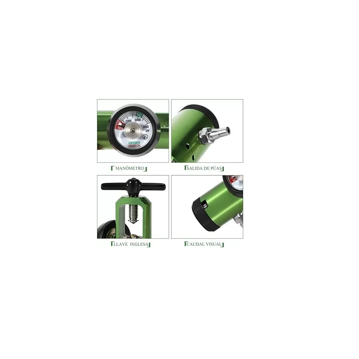 Regulador Con Manómetro Para Tanque Cánula+recipiente