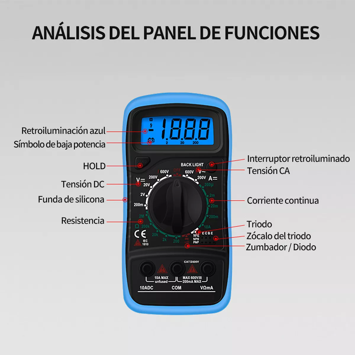 Multímetro Digital Profesional Lcd Portátil Ac/dc Xl830l Azul