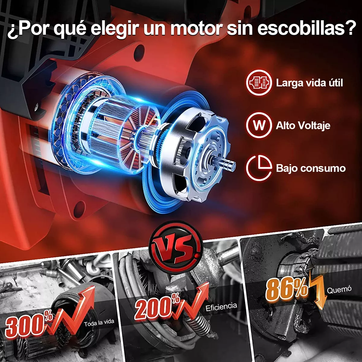 Motosierra eléctrica inalámbrica CHMXF101RD 2200W 110V Rojo/negro