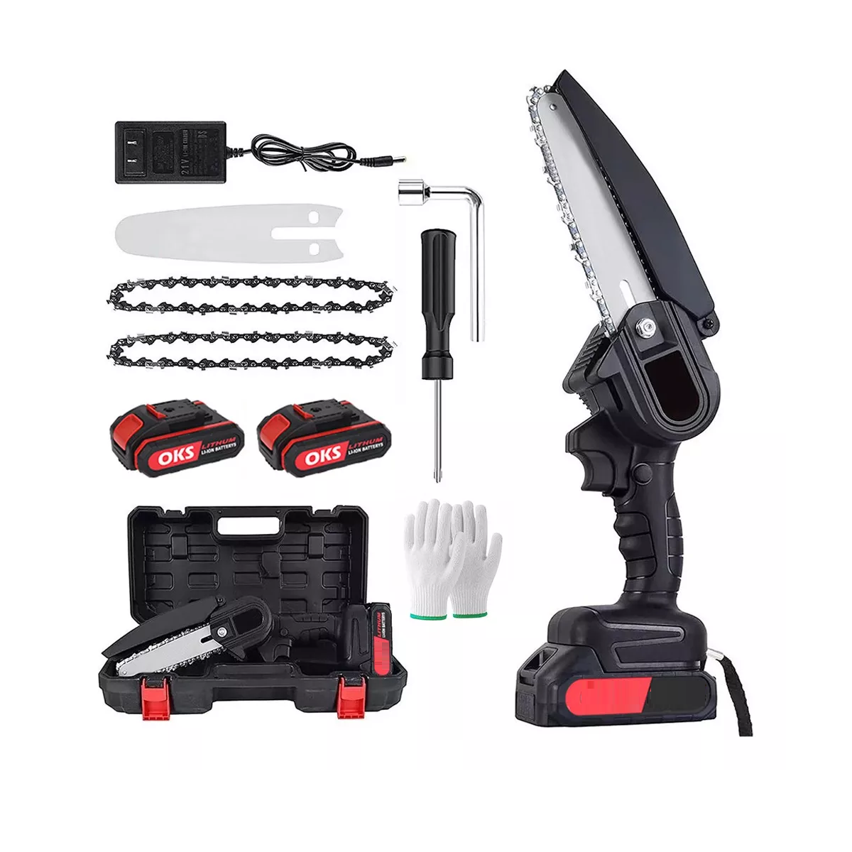 Mini Motosierra Inalámbrica Portatil 6 In Con 2 Baterías