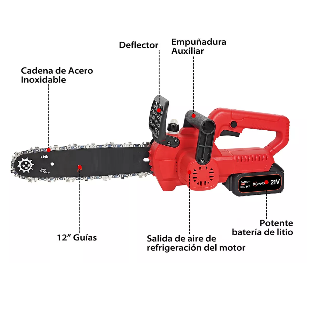 Motosierra eléctrica inalámbrica CHMXF101RD 2200W 110V Rojo/negro