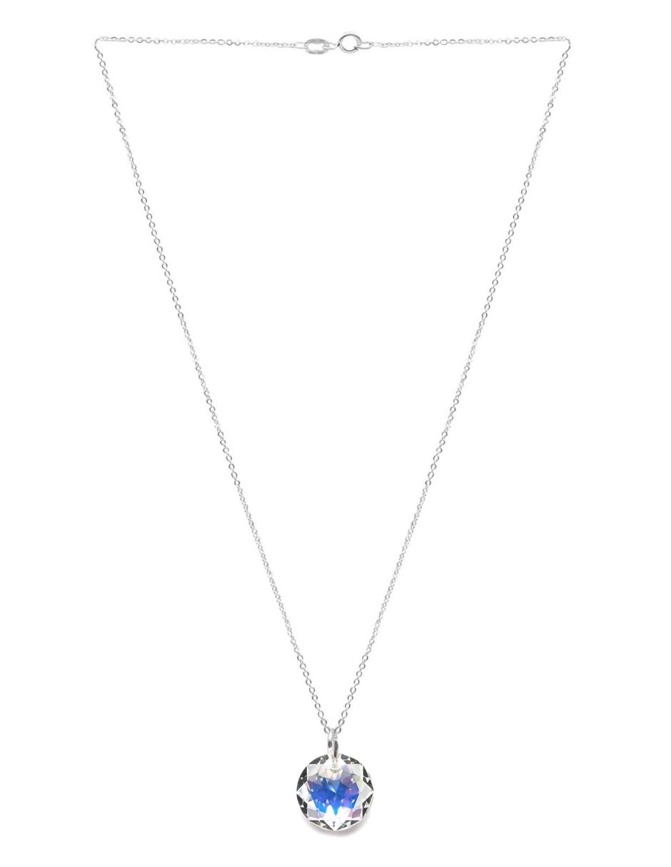 Juego de collar y aretes color Tornasol Zvezda de plata .925 corte Classic.