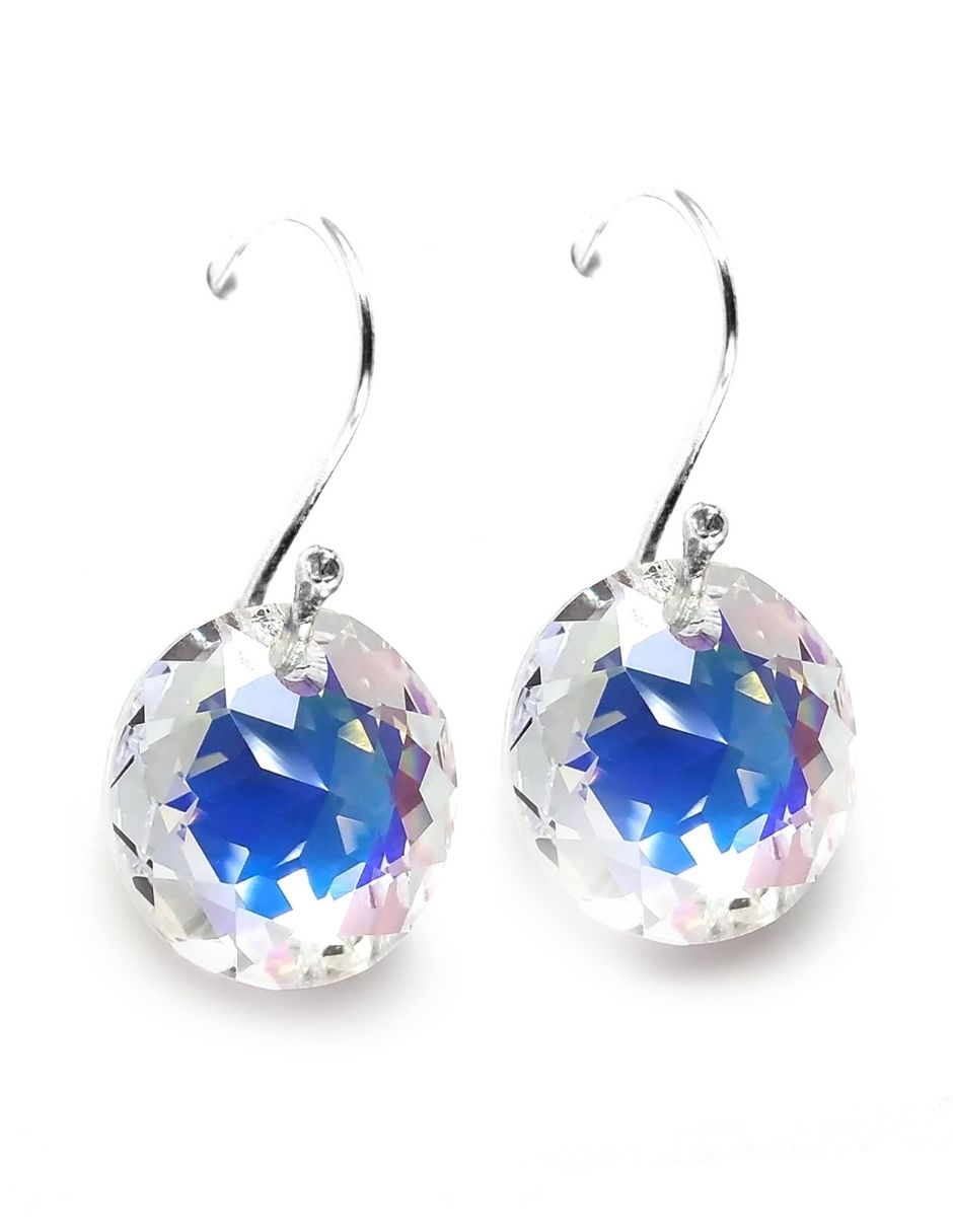 Juego de collar y aretes color Tornasol Zvezda de plata .925 corte Classic.