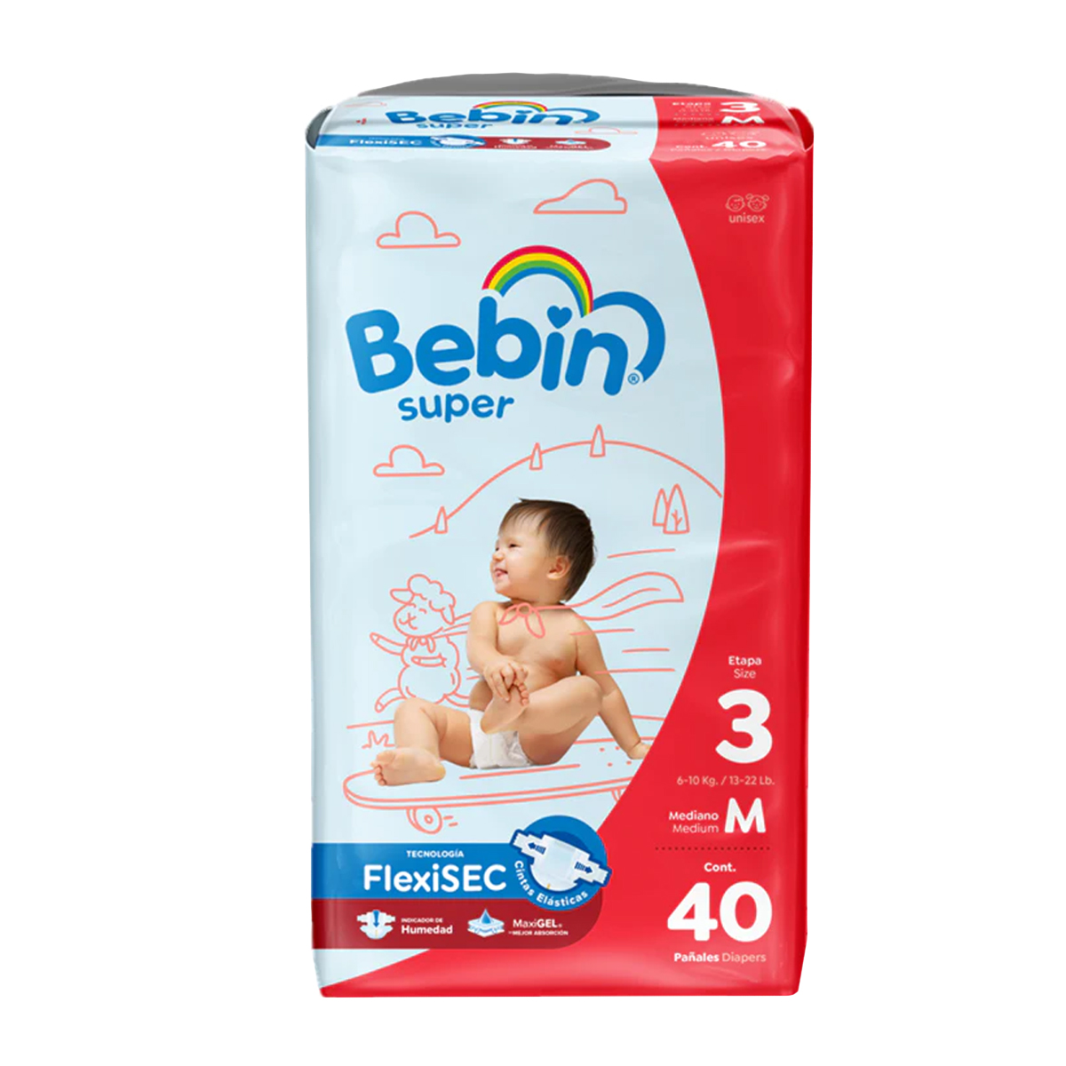 Pañal Bebin Súper Mediano 160 Pz.