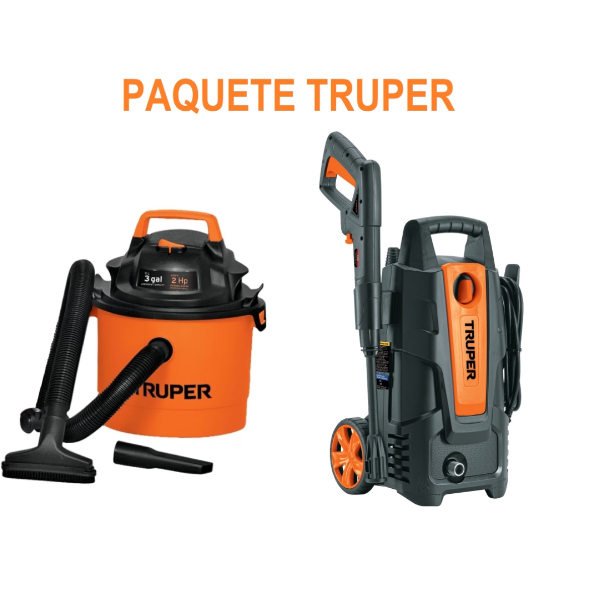 Paquete Truper Aspiradora ASP-03 Gal + Hidrolavadora HILA-1500 PSI ENDY9.