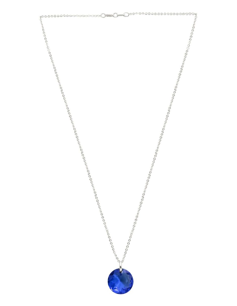 Juego de collar y aretes color Azul Zvezda de plata .925 corte Classic.