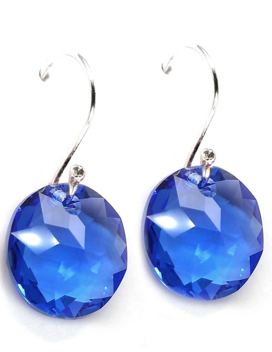 Juego de collar y aretes color Azul Zvezda de plata .925 corte Classic.