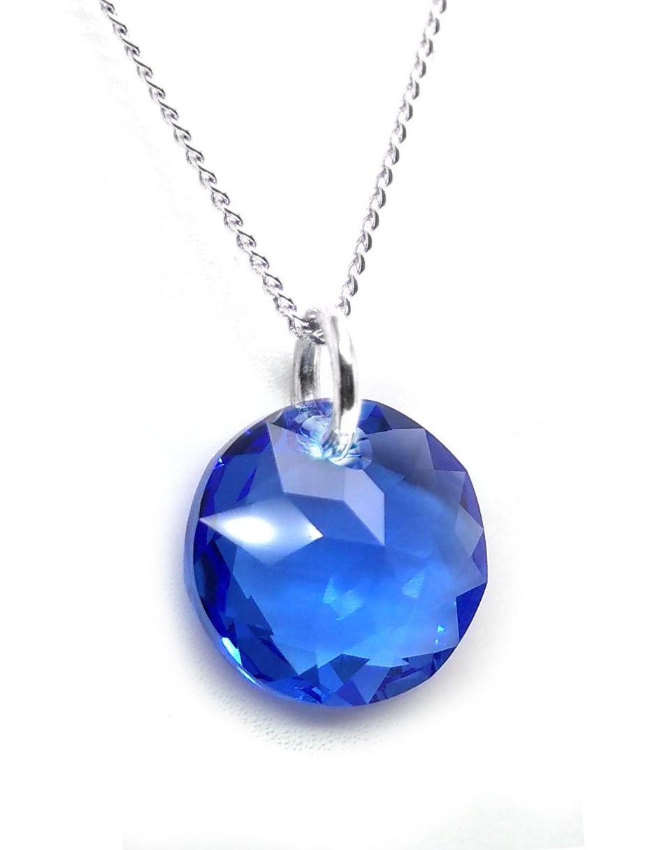 Juego de collar y aretes color Azul Zvezda de plata .925 corte Classic.