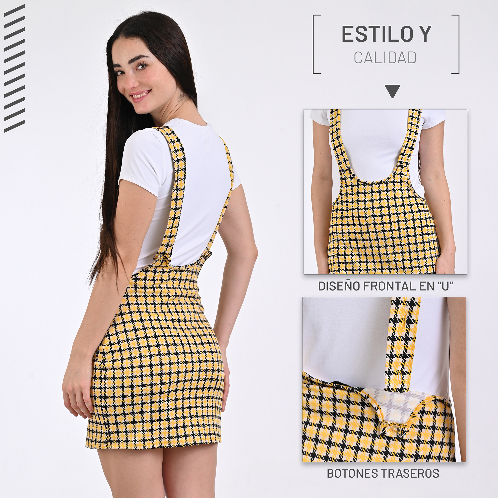 Falda para Dama con Tirantes. Cómoda, Moda Casual, Fresca, Primaveral, para combinar con tu top favorito, o para usar en la playa mod. J1293C.