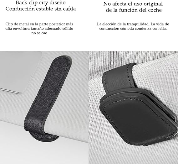 AKASENKO Soporte magnético de Piel para anteojos de Sol para Coche, Clip magnético para Colgar anteojos para Visera de Coche, Adecuado para Diferentes tamaños de Vasos，Accesorios de Coche (Negro) Marca: AKASENKO.
