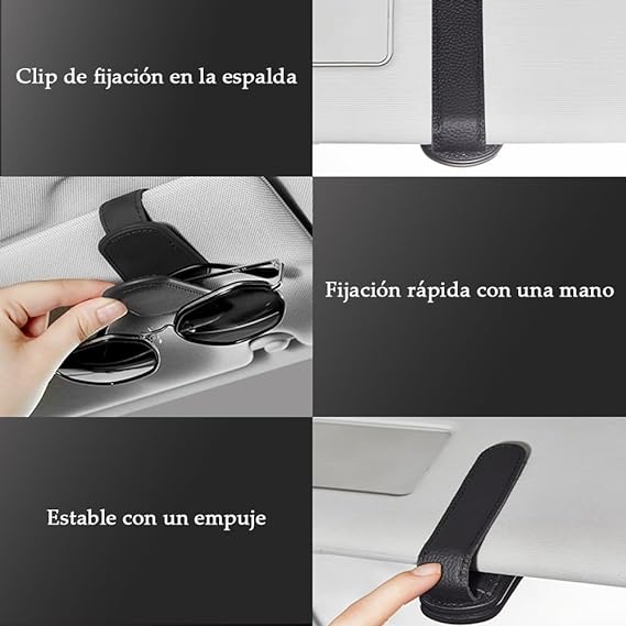 AKASENKO Soporte magnético de Piel para anteojos de Sol para Coche, Clip magnético para Colgar anteojos para Visera de Coche, Adecuado para Diferentes tamaños de Vasos，Accesorios de Coche (Negro) Marca: AKASENKO.