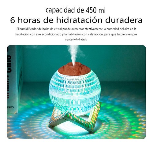"Humidificador Difusor Lámpara Rgb Led Luz De Noche 450ml madera "