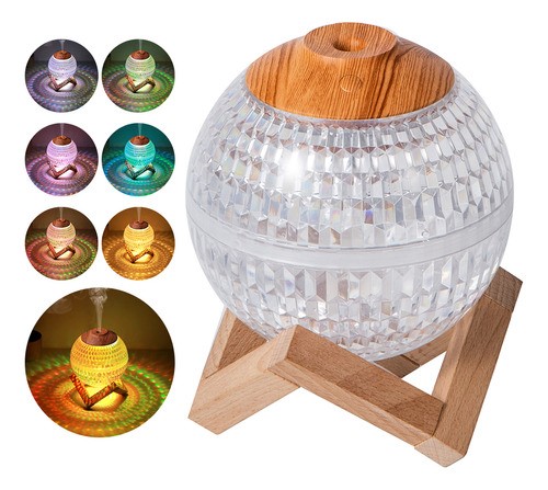 "Humidificador Difusor Lámpara Rgb Led Luz De Noche 450ml madera "