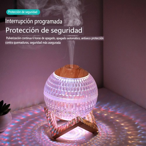 "Humidificador Difusor Lámpara Rgb Led Luz De Noche 450ml madera "