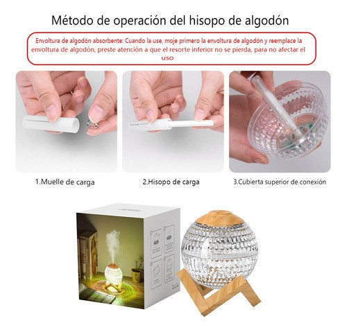 "Humidificador Difusor Lámpara Rgb Led Luz De Noche 450ml madera "
