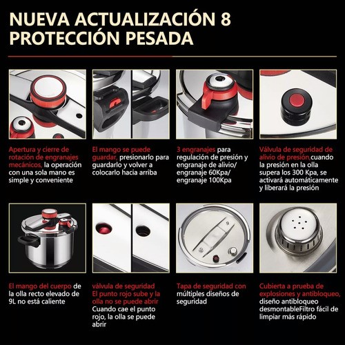 "Olla De Presion Acero Inox 6l Compatible Estufa De Inducción ".
