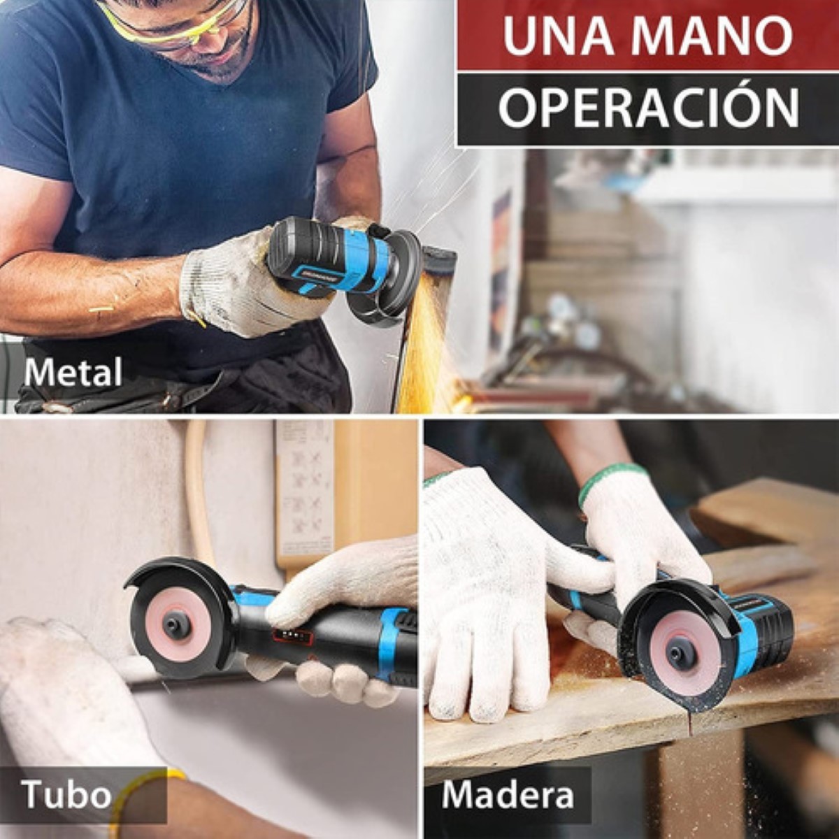 "Mini esmeriladora angular Ironhoof SLMXF055BL color azul 500 W 110V ".
