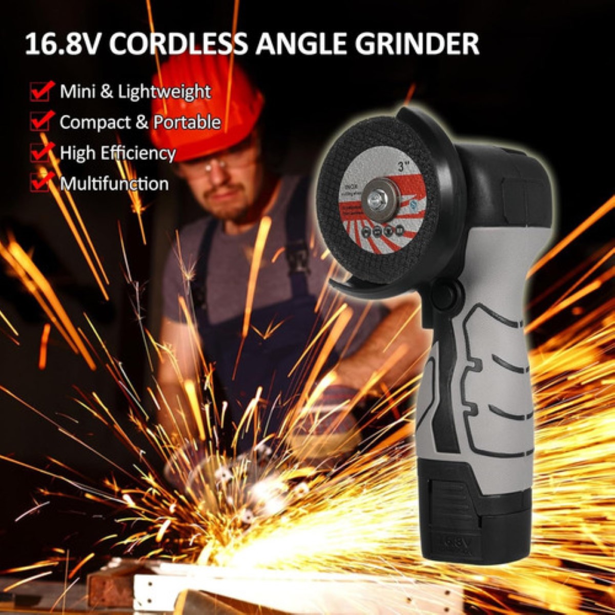 "Mini Esmeril Pulidora Amoladora Angular Inalámbrica 12v Gris ".