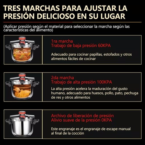 "Olla De Presion Acero Inox 6l Compatible Estufa De Inducción ".