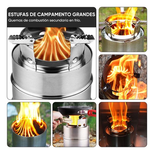 "Mini Estufa Portatil Para Campamento Plegable Para Acampar  plateado ".