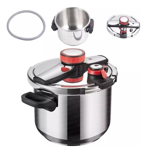 "Olla De Presion Acero Inox 6l Compatible Estufa De Inducción ".