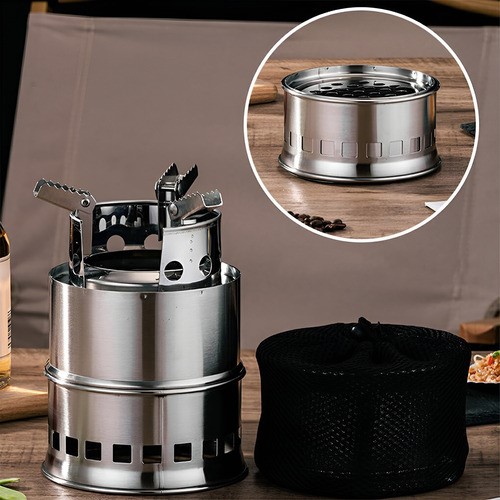 "Mini Estufa Portatil Para Campamento Plegable Para Acampar  plateado ".