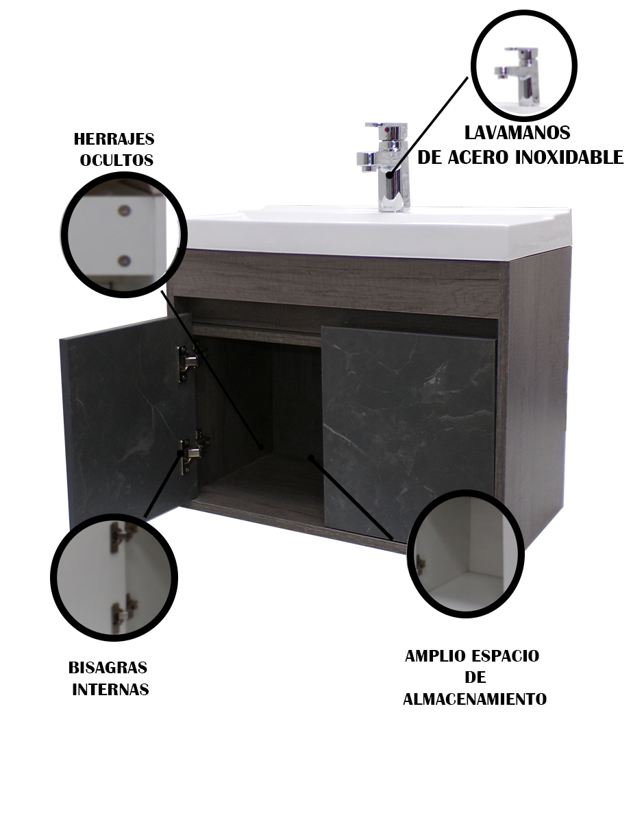 Gabinete Flotante Para Baño Mariam Con Lavabo Y Monomando