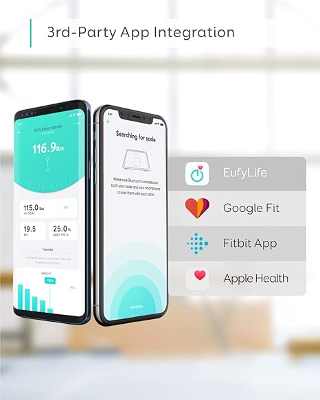 Eufy by Anker C1 Báscula inteligente, bluetooth, 13 Indicadores Físicos, pantalla LED, Conexión Apple Health, Google Fit y Fitbit, encendido/apagado automático..
