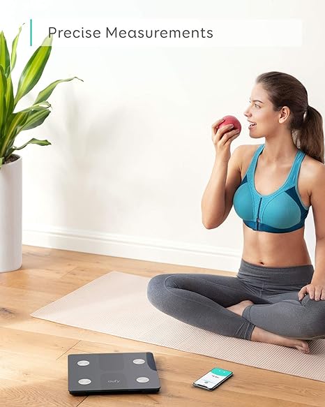Eufy by Anker C1 Báscula inteligente, bluetooth, 13 Indicadores Físicos, pantalla LED, Conexión Apple Health, Google Fit y Fitbit, encendido/apagado automático..