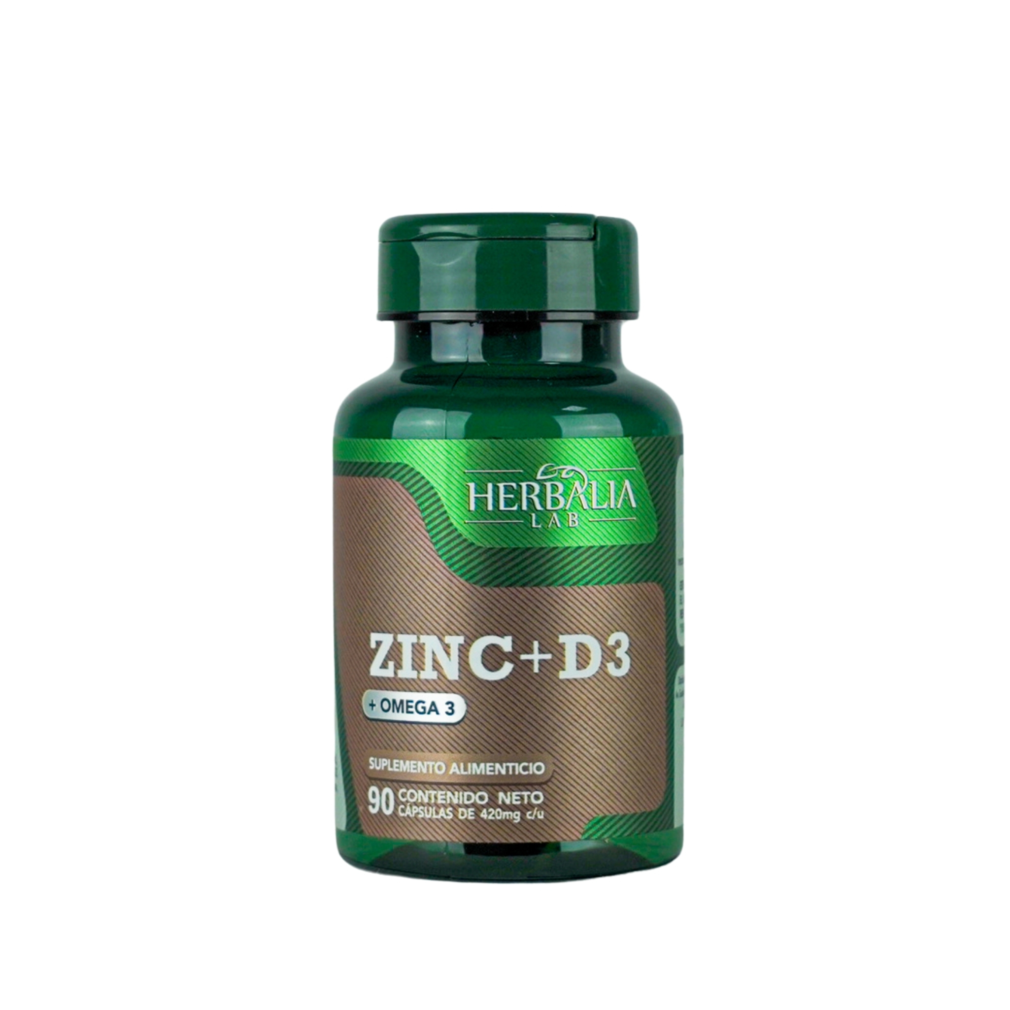 Herbalia Lab | Cápsulas de Zinc y Vitamina D3 Reforzadas con Omega 3 - 90 Cápsulas