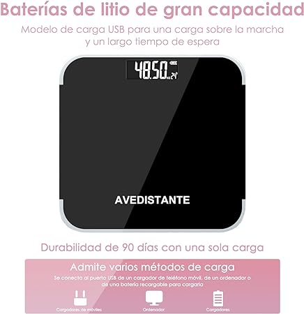 bascula digital corporal Grasa corporal Báscula de baño de peso digital con tecnología de paso, báscula de baño de cuerpo de precisión, pantalla LED retroiluminada de vidrio templado de 6 mm fácil de leer (negro).