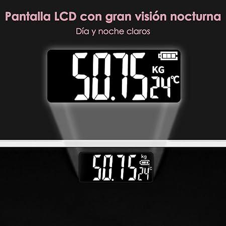 bascula digital corporal Grasa corporal Báscula de baño de peso digital con tecnología de paso, báscula de baño de cuerpo de precisión, pantalla LED retroiluminada de vidrio templado de 6 mm fácil de leer (negro).
