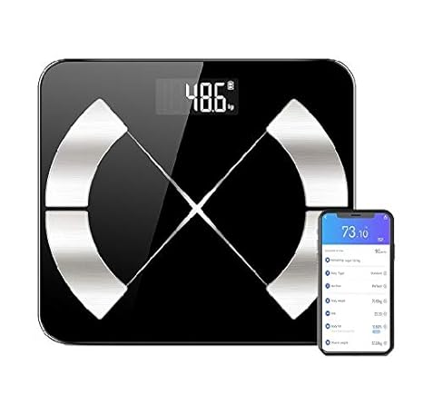 TBONEEY Bluetooth Balanza de Escala de Grasa Corporal, Carga USB Báscula Inteligente Bluetooth 4.0 Digital Analizador de Composición Corporal, 79 Datos Relacionados Alta Precisión Compatibl.