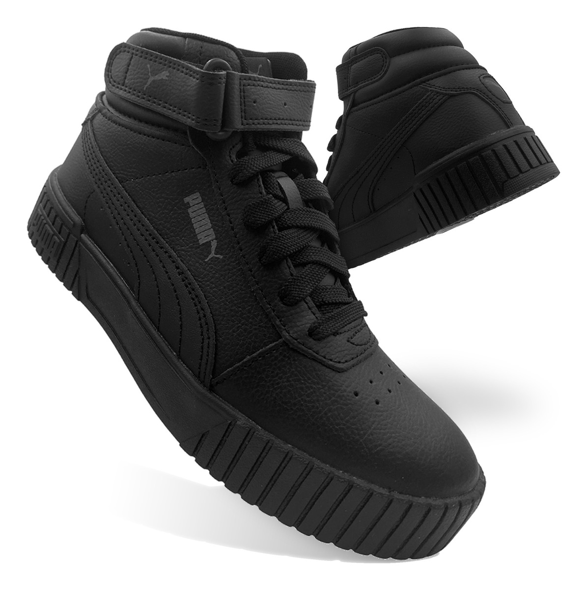Tenis Puma Carina 2.0 Mid Bota Botín Color Negro Para Dama.